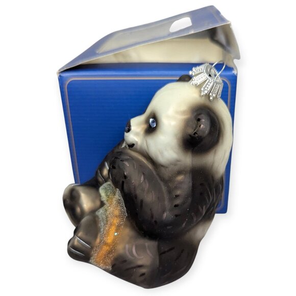Lauscha Glas Creation Original Blown Glass Panda Bear Christmas Ornament w/Box - Picture 8 of 13